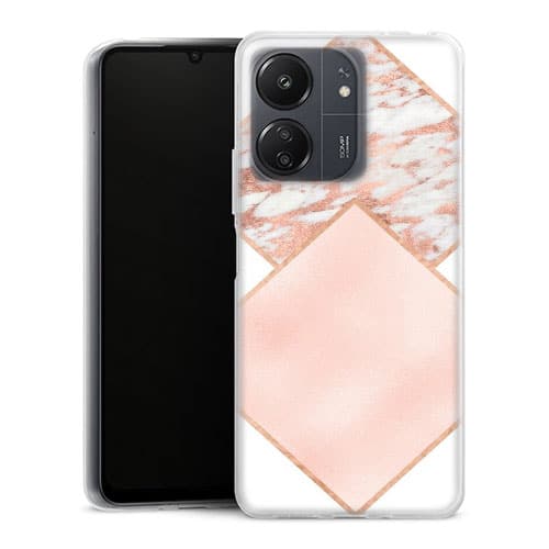 Coque Xiaomi Redmi 13C Marbre rose or rose blush doux