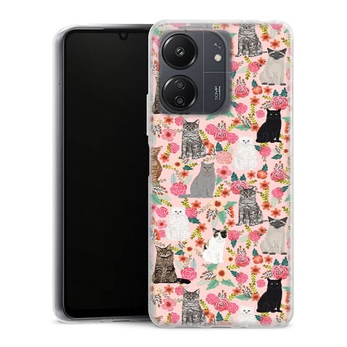 Coque Xiaomi Redmi 13C Racesde chats mixtes florales