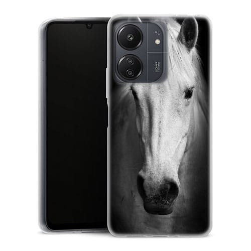 Coque Xiaomi Redmi 13C Tete de Cheval Noir et Blanc