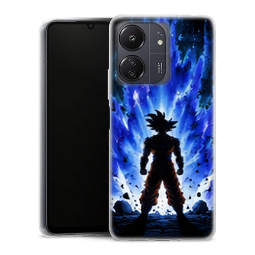 Coque Xiaomi Redmi 13C Dragon Ball Goku Aura Bleue Silhouette - MaCoquePerso