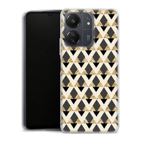 Coque Xiaomi Redmi 13C Glitter triangles in gold black and nude