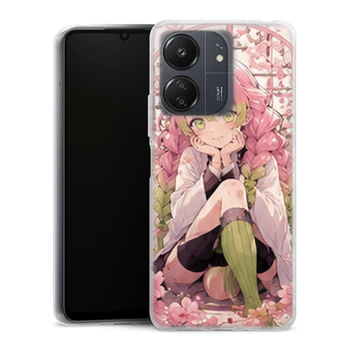 Coque Xiaomi Redmi 13C Mitsuri Kanroji Assis Jardin Roses Demon Slayer - MaCoquePerso
