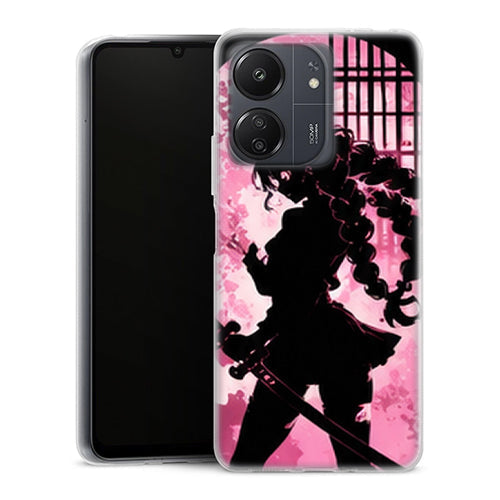 Coque Xiaomi Redmi 13C Mitsuri Kanroji Silhouette Lune Rose Demon Slayer - MaCoquePerso