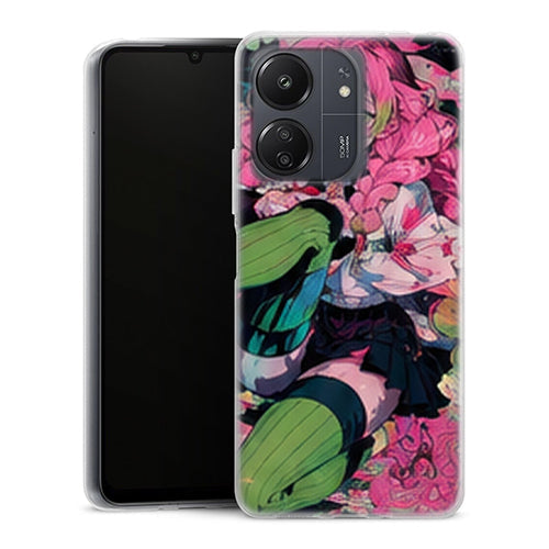 Coque Xiaomi Redmi 13C Mitsuri Kanroji Assis Fleurs Vives Demon Slayer - MaCoquePerso