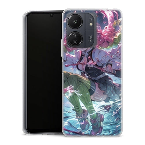 Coque Xiaomi Redmi 13C Mitsuri Kanroji Vague Eau Rose Demon Slayer - MaCoquePerso