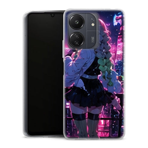 Coque Xiaomi Redmi 13C Mitsuri Kanroji Balcon Ville Nuit Demon Slayer - MaCoquePerso