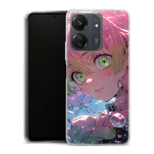Coque Xiaomi Redmi 13C Mitsuri Kanroji Regard Bulles Rose Demon Slayer - MaCoquePerso