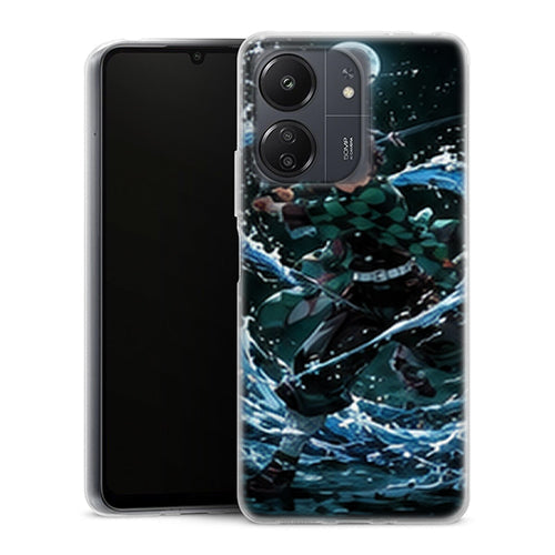 Coque Xiaomi Redmi 13C Tanjiro Kamado Souffle Eau Lune Demon Slayer - MaCoquePerso
