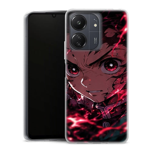 Coque Xiaomi Redmi 13C Tanjiro Kamado Regard Rouge Sombre Demon Slayer - MaCoquePerso