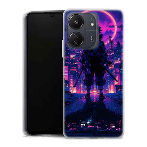 Coque Xiaomi Redmi 13C Tanjiro Kamado Dos Ville Lune Neon Demon Slayer - MaCoquePerso