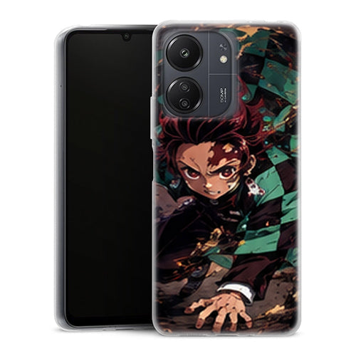 Coque Xiaomi Redmi 13C Tanjiro Kamado Posture Combat Sol Demon Slayer - MaCoquePerso