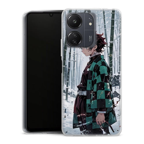 Coque Xiaomi Redmi 13C Tanjiro Kamado Foret Bambous Neige Demon Slayer - MaCoquePerso