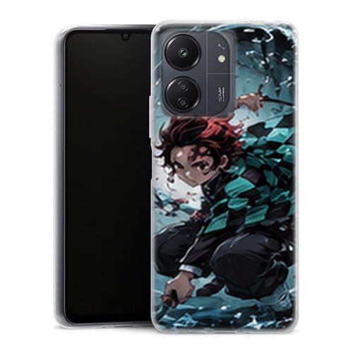 Coque Xiaomi Redmi 13C Tanjiro Kamado Vague Eau Combat Demon Slayer - MaCoquePerso