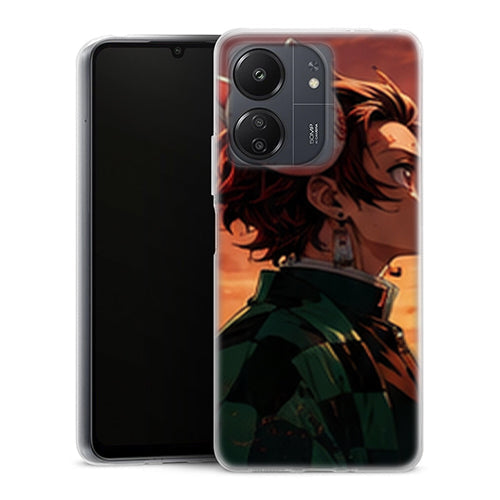 Coque Xiaomi Redmi 13C Tanjiro Kamado Masque Renard Coucher Demon Slayer - MaCoquePerso