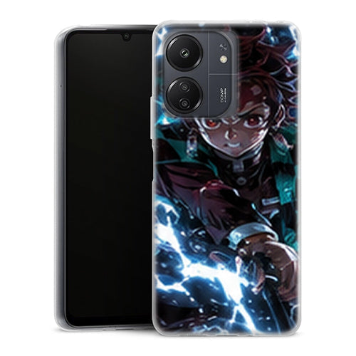 Coque Xiaomi Redmi 13C Tanjiro Kamado Foudre Bleue Frontale Demon Slayer - MaCoquePerso
