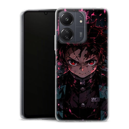 Coque Xiaomi Redmi 13C Tanjiro Kamado Pluie Magenta Sombre Demon Slayer - MaCoquePerso