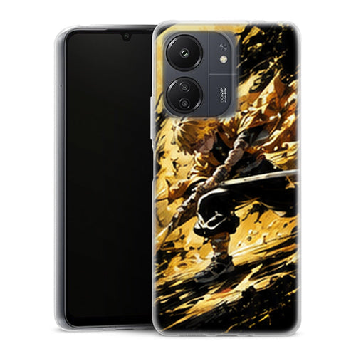 Coque Xiaomi Redmi 13C Zenitsu Agatsuma Attaque Lune Jaune Demon Slayer - MaCoquePerso