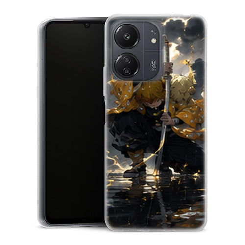 Coque Xiaomi Redmi 13C Zenitsu Agatsuma Posture Pluie Katana Demon Slayer - MaCoquePerso