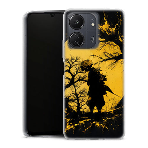 Coque Xiaomi Redmi 13C Zenitsu Agatsuma Silhouette Lune Arbres Demon Slayer - MaCoquePerso