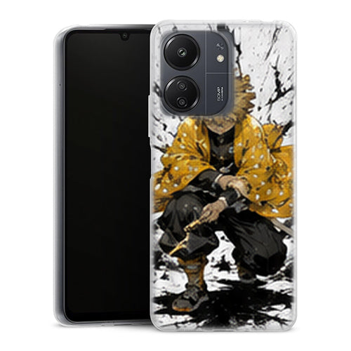Coque Xiaomi Redmi 13C Zenitsu Agatsuma Assis Encre Noire Demon Slayer - MaCoquePerso