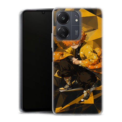 Coque Xiaomi Redmi 13C Zenitsu Agatsuma Origami Jaune Noir Demon Slayer - MaCoquePerso