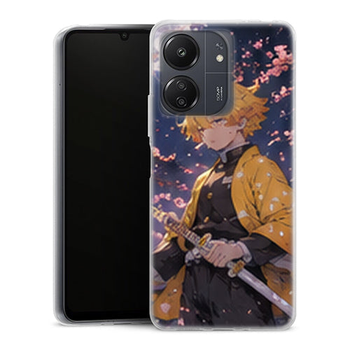 Coque Xiaomi Redmi 13C Zenitsu Agatsuma Lune Cerisiers Demon Slayer - MaCoquePerso