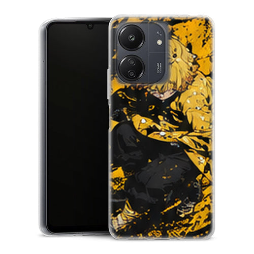 Coque Xiaomi Redmi 13C Zenitsu Agatsuma Encre Jaune Combat Demon Slayer - MaCoquePerso