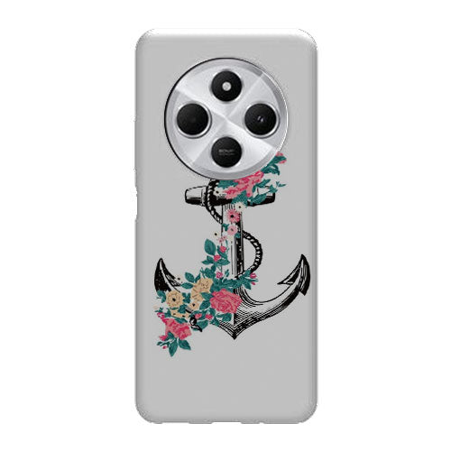 Coque Xiaomi Redmi 14C ancre florale rose | Housse silicone, antichocs, protection optimale - Motif floral