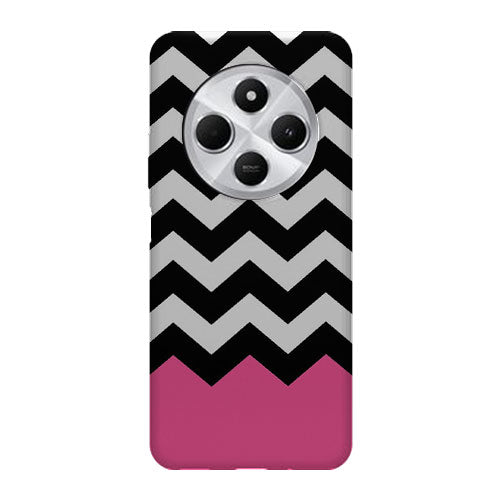 Coque pour Xiaomi Redmi 14C Chevrons Colorés Rose et Noir