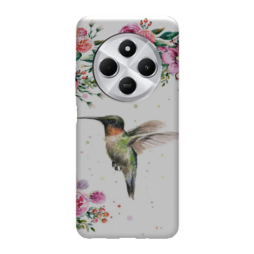 Coque Xiaomi Redmi 14C Colibri et fleurs aquarelle | Housse silicone, antichocs, protection optimale - Motif floral