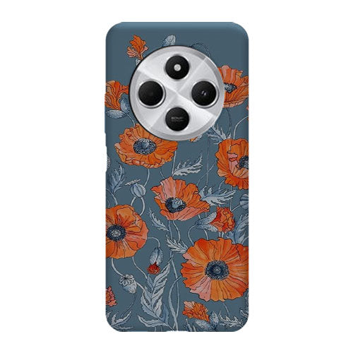 Coque Xiaomi Redmi 14C Coquelicots floral botanical art | Housse silicone, antichocs, protection optimale - Motif floral Rouge