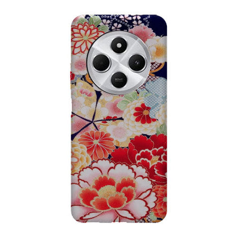 Coque Xiaomi Redmi 14C fleurs japonais antiques | Housse silicone, antichocs, protection optimale - Motif floral