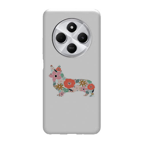 Coque Xiaomi Redmi 14C floral corgi | Housse silicone, antichocs, protection optimale - Motif floral race de Chien