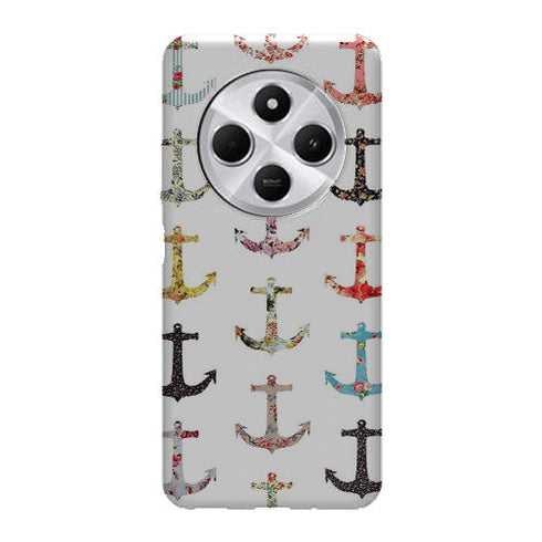 Coque Xiaomi Redmi 14C Pattern Ancre floral avec rose | Housse silicone, antichocs, protection optimale - Motif floral