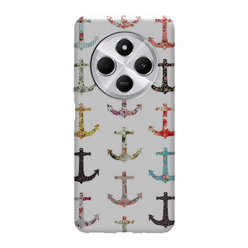 Coque Xiaomi Redmi 14C Pattern Ancre floral avec rose | Housse silicone, antichocs, protection optimale - Motif floral