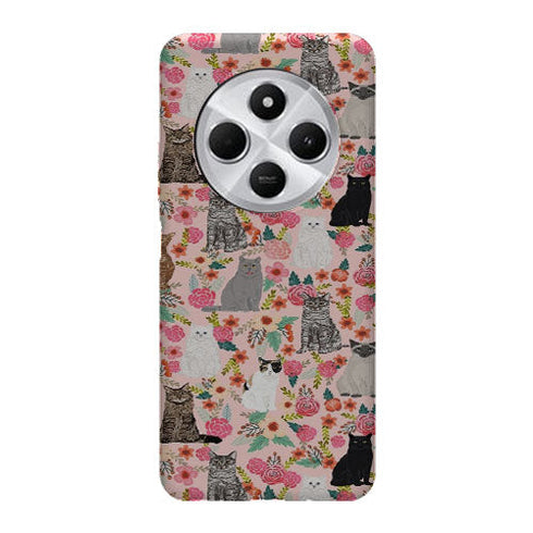 Coque Xiaomi Redmi 14C Racesde chats mixtes florales