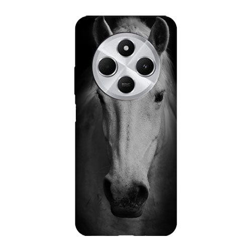 Coque Xiaomi Redmi 14C Tete de Cheval Noir et Blanc