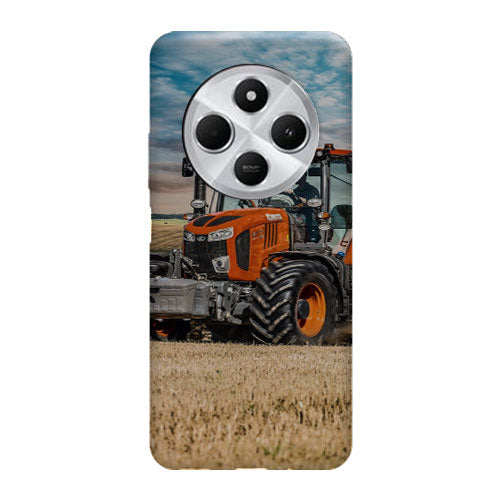 Coque Xiaomi Redmi 14C Farm Tractor Kubota | Housse silicone, antichocs, protection optimale - Motif floral Rouge