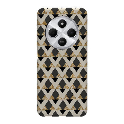 Coque pour Xiaomi Redmi 14C Glitter triangles in gold black and nude
