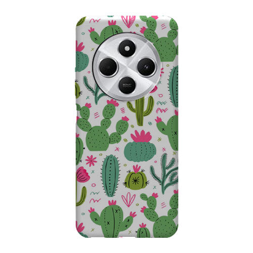 Coque Xiaomi Redmi 14C Minimalist pattern With Cactus Plants | Housse silicone, antichocs, protection optimale - Motif floral