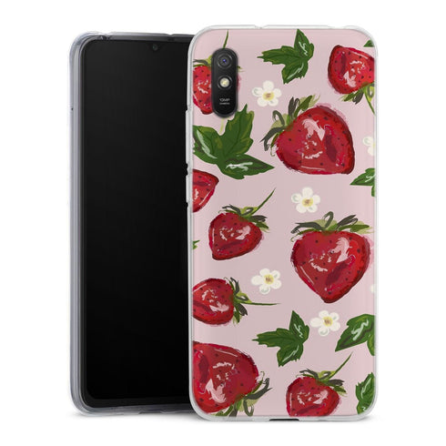 Coque Xiaomi Redmi 9A Botanique aux fraises | Housse silicone, antichocs, protection optimale - Motif floral Potager
