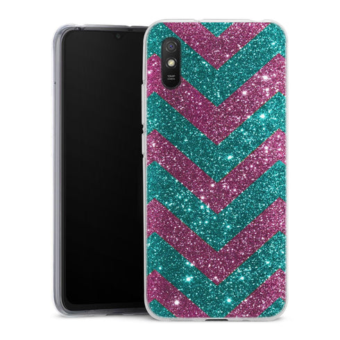 Coque pour Xiaomi Redmi 9A Chevrons Strass Violet Rose
