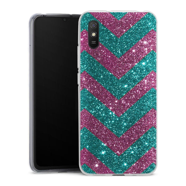 Coque pour Xiaomi Redmi 9A Chevrons Strass Violet Rose