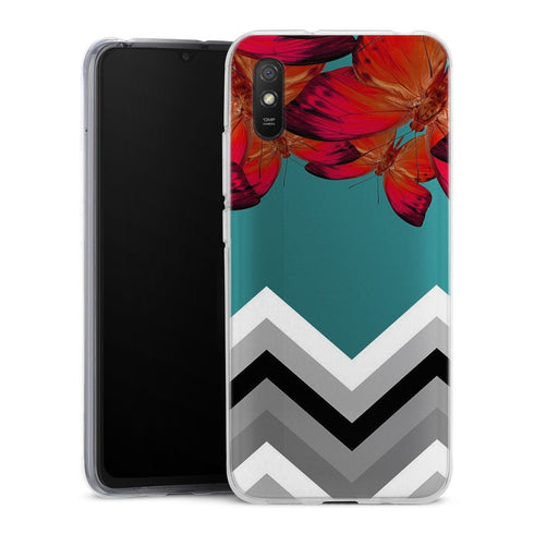 Coque pour Xiaomi Redmi 9A Papillon Aurore et Chevrons