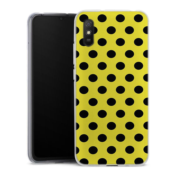 Coque pour Xiaomi Redmi 9A Jaune à Pois Noirs
