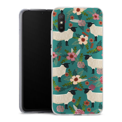 Coque Xiaomi Redmi 9A Motif Floral de sanctuaire de ferme de moutons | Housse silicone, antichocs, protection optimale - Motif floral