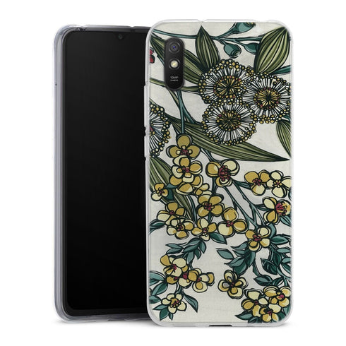 Coque Xiaomi Redmi 9A Retro Australian Native Floral | Housse silicone, antichocs, protection optimale - Motif floral