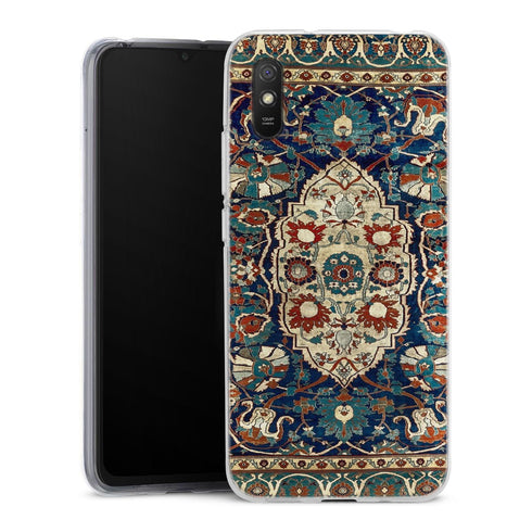 Coque Xiaomi Redmi 9A Tapis en soie persan Heriz ou Tabriz | Housse silicone, antichocs, protection optimale - Motif floral