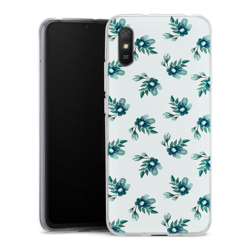 Coque Xiaomi Redmi 9A Blue Flowers | Housse silicone, antichocs, protection optimale - Motif floral bleu