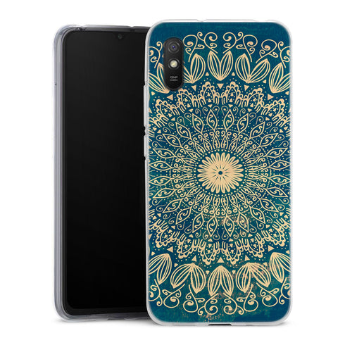 Coque pour Xiaomi Redmi 9A Blue organic boho mandala